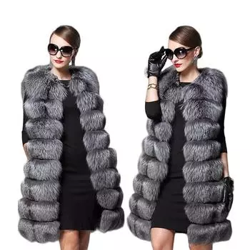 Зимние пальто Жилет из искусственной норки, кашемир, длинный мех, шаль, накидка больших размеров S