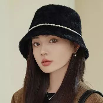 Зимние панамы для женщин с плоским верхом, рыболовные шапки, женские, сохраняющие тепло, модные дизайнерские шапки с бусинами и цепочками из искусственного меха