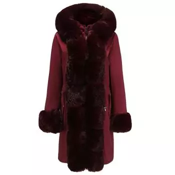 Зимние парки для женщин, пальто на молнии с капюшоном, длинный воротник из искусственного меха с манжетами, утепленное теплое пальто на флисовой подкладке, стильная уличная верхняя одежда L бордовый