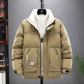 Зимние парки мужские толстые стеганые куртки пальто модные повседневные карго клетчатые парки больших размеров 9XL чёрный