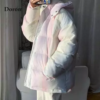 Зимние парки оверсайз в стиле Харадзюку, женские повседневные пальто, корейская свободная куртка-пуховик с капюшоном, женское теплое пальто с хлопковой подкладкой M
