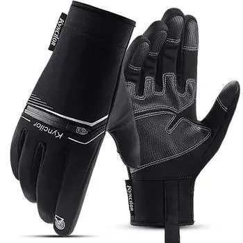 Зимние перчатки для езды на велосипеде на открытом воздухе для мужчин и женщин, износостойкие теплые водонепроницаемые перчатки, перчатки для езды на мотоцикле с сенсорным экраном S чёрный