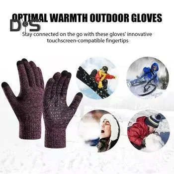 Зимние перчатки для мужчин и женщин, нескользящие термоперчатки для сенсорных экранов, перчатки с бархатной подкладкой для холодной погоды, пешего туризма, катания на лыжах, велоспорта чёрный