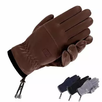 Зимние перчатки для мужчин, ветрозащитные, термостойкие, теплые, перчатки для езды на велосипеде с застежкой-молнией, нескользящие, для вождения мотоцикла на открытом воздухе коричневый