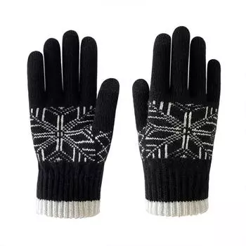 Зимние перчатки для защиты от холода, вязаные и теплые перчатки из бархата One Size чёрный