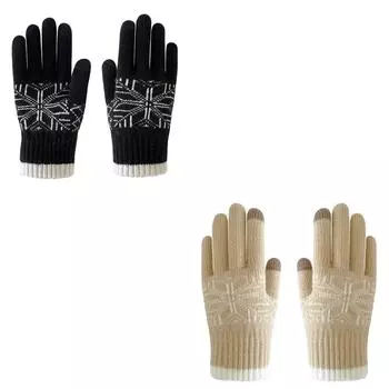 Зимние перчатки для защиты от холода, вязаные и теплые перчатки из бархата One Size чёрный