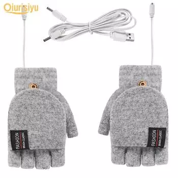 Зимние перчатки из акрилового волокна унисекс с электрическим USB-подогревом серый