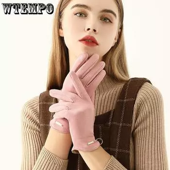 Зимние перчатки из немецкого бархата для женщин Перчатки для шопинга и езды на велосипеде Холодостойкие и бархатные перчатки Теплые перчатки-перевертыши Перчатки для сенсорных экранов one size зелёный