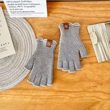 Зимние перчатки кружевные кашемировые вязаные перчатки осень и зима взрослые пятипалые безпальцевые сенсорные перчатки для женщин average size