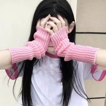 Зимние перчатки, мягкие легкие женские перчатки без пальцев, зимние вязаные перчатки для набора текста, женские перчатки, аксессуары для одежды розовый