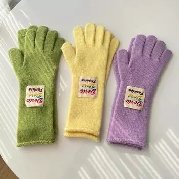 Зимние перчатки с длинными пальцами для женщин, длинные теплые перчатки для отправки текстовых сообщений, вязаные перчатки для сенсорных экранов, перчатки с закрытыми пальцами, варежки