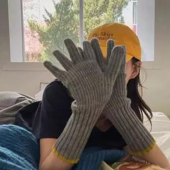 Зимние перчатки с длинными пальцами, зимние теплые вязаные перчатки, женские толстые шерстяные лыжные перчатки с сенсорным экраном, варежки красный