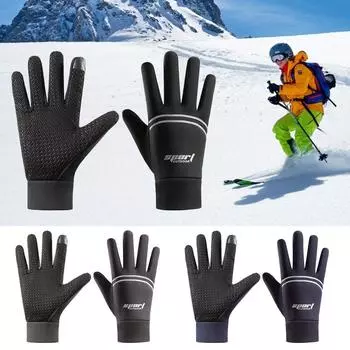 Зимние перчатки с сенсорным экраном, толстые плюшевые пушистые теплые рукавицы, осенне-зимние варежки для мужчин