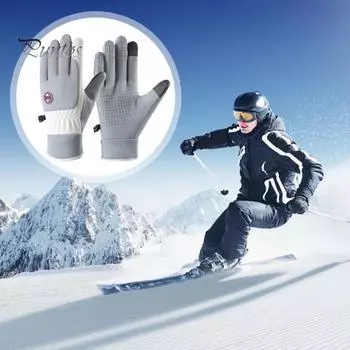 Зимние перчатки, ветрозащитные термоперчатки для снега, теплые бархатные перчатки для холодной погоды, для катания на лыжах, езды на велосипеде, бега, рыбалки, спорта на открытом воздухе синий