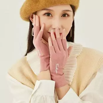 Зимние перчатки женские перчатки с разделенными пальцами уличные велосипедные теплые перчатки с половиной пальца one size