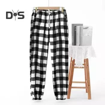 Зимние пижамные штаны из плотного плюша с эластичной резинкой на талии, клетчатый принт, свободные, сохраняющие тепло, облегающие ноги, унисекс, домашняя одежда, брюки однотонные, для дома XL серый