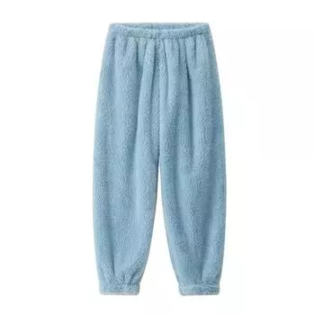 Зимние пижамные штаны из плотного плюша с эластичной резинкой на талии, свободные, сохраняющие тепло, облегающие ноги, унисекс M светло-розовый