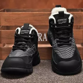 Зимние плюшевые ботинки мужские сохраняют тепло нескользящие ботильоны мужские черные зеленые ботинки 39 зелёный/чёрный