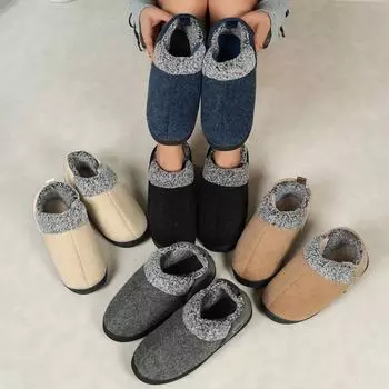 «Зимние плюшевые домашние тапочки из хлопка — теплые, нескользящие, с закрытым носком для пар» 40-41 серый