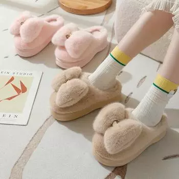 Зимние плюшевые хлопковые тапочки женские теплые тапочки 36-37 розовый
