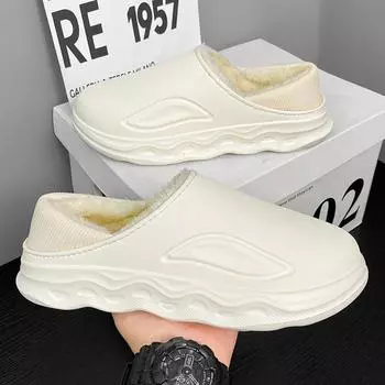 Зимние плюшевые меховые тапочки для мужчин и женщин, теплые пушистые тапочки для пар, лаконичные домашние хлопковые туфли, повседневные пушистые тапочки, большой размер 47 38-39 чёрный