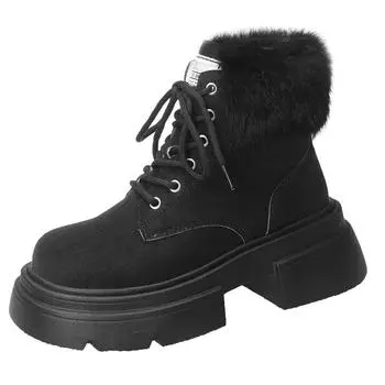 Зимние плюшевые сапоги для женщин с толстой подошвой, теплые и толстые, осень-зима 35