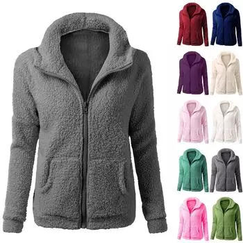 Зимние плюшевые топы, модные осенне-зимние пальто для женщин, шерстяное пальто с капюшоном, женская куртка S серый