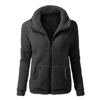 Зимние плюшевые топы, модные осенне-зимние пальто для женщин, шерстяное пальто с капюшоном, женская куртка L