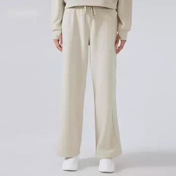 Зимние плюшевые утолщенные теплые и повседневные широкие брюки с завязками на высокой талии свободные утягивающие спортивные брюки для бега для женщин 8