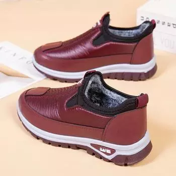 Зимние плюшевые утолщенные водонепроницаемые кроссовки, нескользящая теплая женская повседневная обувь 41 чёрный