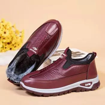 Зимние плюшевые утолщенные водонепроницаемые кроссовки, нескользящая теплая женская повседневная обувь 36 красный