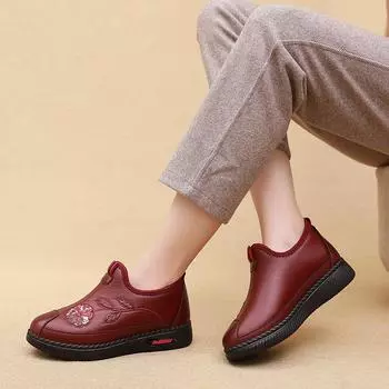 Зимние плюшевые водонепроницаемые теплые женские ботильоны женские нескользящие мягкие хлопковые ботинки повседневная обувь для людей среднего и пожилого возраста 35 чёрный