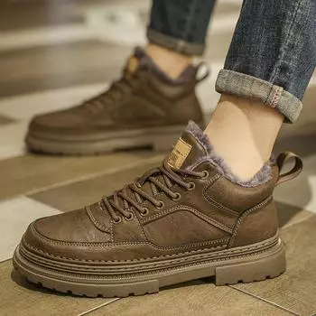 Зимние плюшевые высококачественные неразрушимые мужские кроссовки, дышащие кроссовки для бега, противоскользящие мужские кроссовки для активного отдыха, мужская обувь 39 чёрный