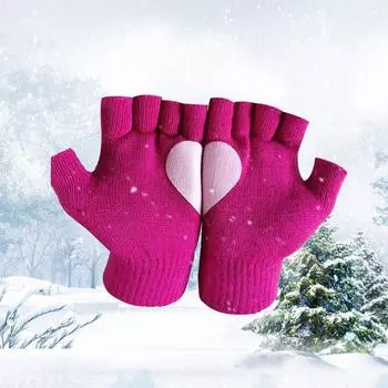 Зимние полупальцевые перчатки для пары, вязаные, антифризы и теплые, модные, волшебные перчатки One size