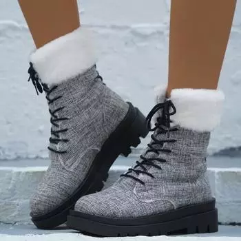 Зимние полусапоги на толстой меховой подошве, нескользящие, модные, однотонные, на шнуровке, новые женские классические ретро-сапоги Martin D201 35