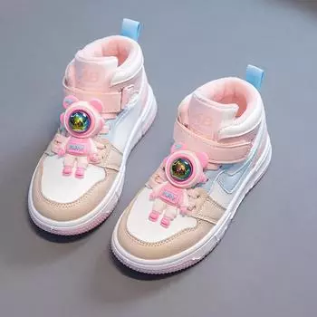 Зимние повседневные ботинки для девочек от 2 до 12 лет, водонепроницаемые, сохраняющие тепло, высокие хлопковые кроссовки для детей и студентов 26 фиолетовый