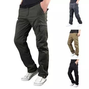 Зимние повседневные брюки для активного отдыха, мужские утепленные рабочие брюки с несколькими карманами, мужские теплые хлопковые брюки большого размера L армия зеленый
