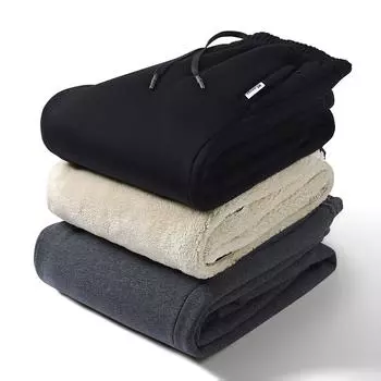 Зимние повседневные брюки из овечьего флиса для мужчин, теплый хлопок, прямые повседневные брюки с толстым флисом, длинные брюки для мужчин 8XL