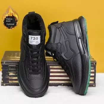 Зимние повседневные кроссовки, модные модные теплые мужские хлопковые туфли с бархатной подкладкой и высоким берцем 39