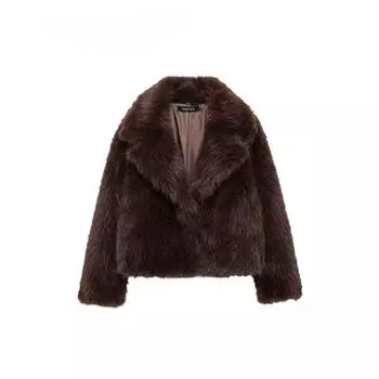 Зимние повседневные толстые меховые куртки женские с длинным рукавом и V-образным вырезом из искусственного меха пальто модная уличная верхняя одежда XS