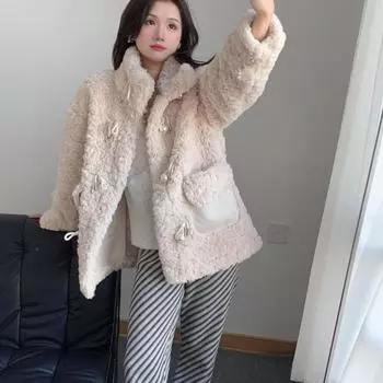 Зимние повседневные толстые теплые пальто из искусственного меха, женские элегантные карманные мягкие пальто из овечьего меха, однотонное пальто, пушистое, уютное, свободная верхняя одежда S