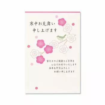 Зимние поздравления Почтовая открытка Певчая птица и слива GCPRESS [5 шт./Собственноручно/Печатная]