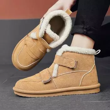 Зимние простые утепленные мужские зимние ботинки плюс бархатные теплые повседневные замшевые ботильоны мягкие эластичные удобные плюшевые хлопковые туфли 39 чёрный