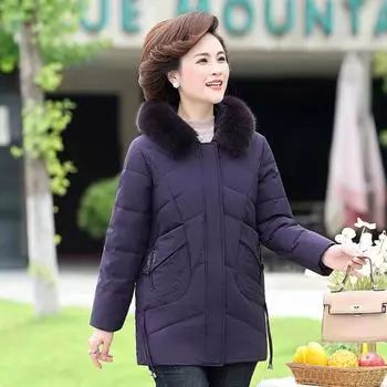 Зимние пуховики для мам среднего и пожилого возраста, зимние пальто для бабушек больших размеров, утепленная одежда для пожилых людей XL