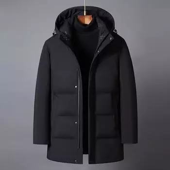 Зимние пуховики для мужчин Брендовые повседневные мужские пуховики среднего возраста Зимние толстые теплые парки больших размеров с перьями XS