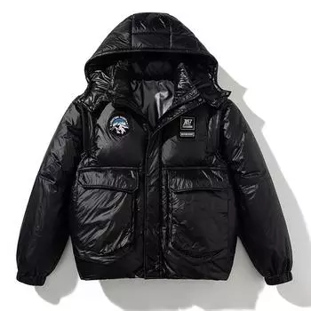 Зимние пуховики для мужчин, черная верхняя одежда, с капюшоном, водонепроницаемые рукава, съемные, толстые, теплые пуховики M чёрный