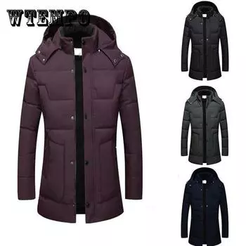 Зимние пуховики с капюшоном, мужское толстое теплое пальто, куртка с подкладкой из искусственного шелка и хлопка, тонкая повседневная куртка 4XL темно-зеленого
