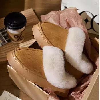 Зимние пушистые меховые тапочки женские зимние тапочки из плюша удобные домашние тапочки с плюшевой подкладкой нескользящие домашние пушистые меховые тапочки 36-37 коричневый