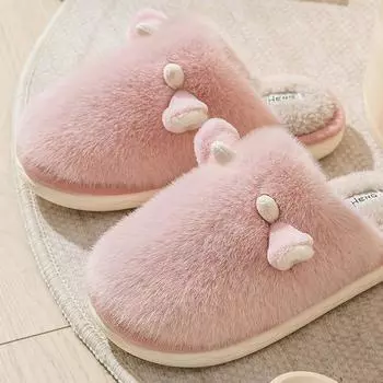 Зимние пушистые парные хлопковые тапочки для мужчин и женщин, теплые домашние меховые тапочки, удобные нескользящие тапочки на плоской подошве, плюшевые тапочки для спальни 36-37 хаки