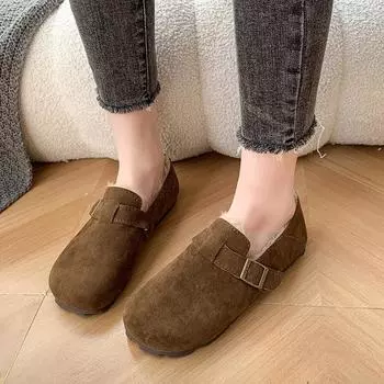 Зимние ретро-бархатные мокасины для женщин 36 хаки